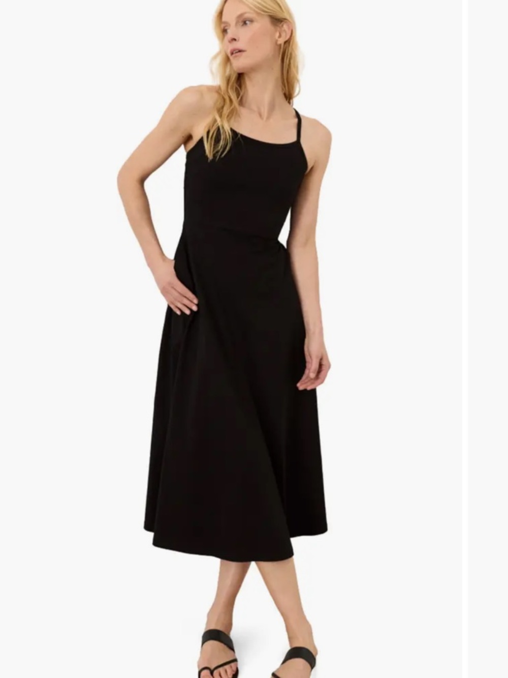Pact Black fit and flare midi dress with built in bra